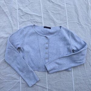Brandy Melville Light Gray Cropped Cardigan